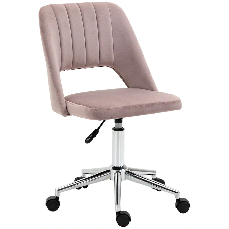 Vinsetto Modern Mid Back Office Chair with Velvet Fabric, Swivel Computer Armless Desk Chair