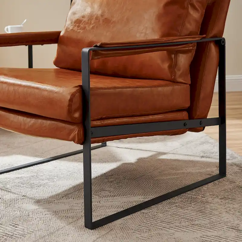 Art Leon Modern PU Leather Upholstered Arm Chair with Steel Frame