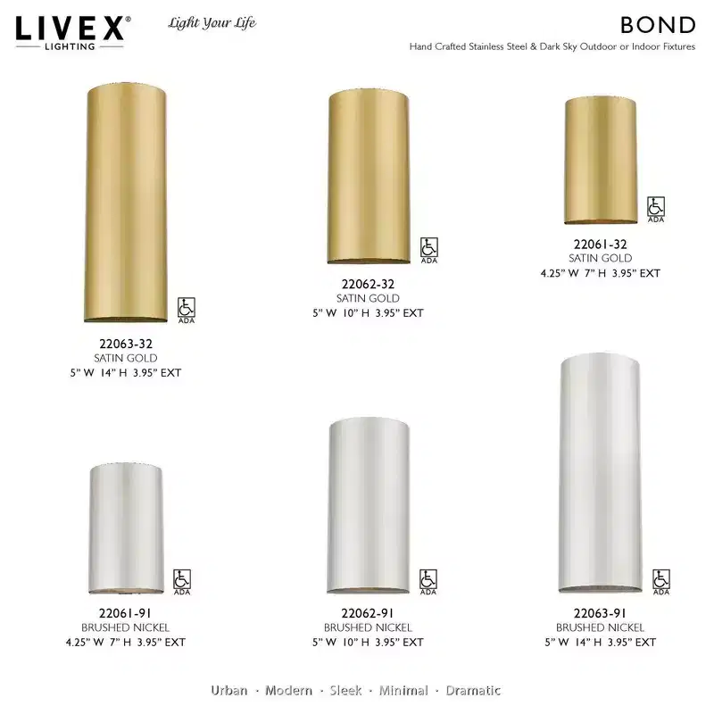 Livex Lighting Bond 1 - Light Wall Light in Brushed Nickel