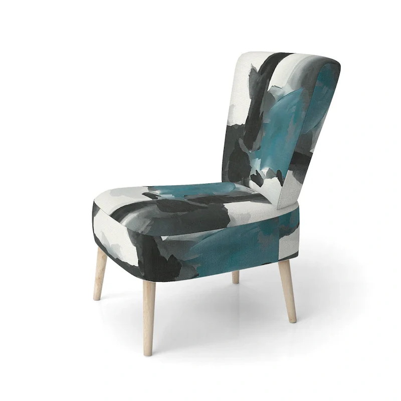 Geometric Black And Teal IV Upholstered Accent Chair