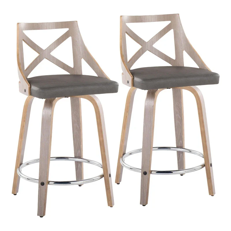 The Gray Barn Charlotte 24 Fixed-Height Counter Stool with Bent Wood Legs (Set of 2)