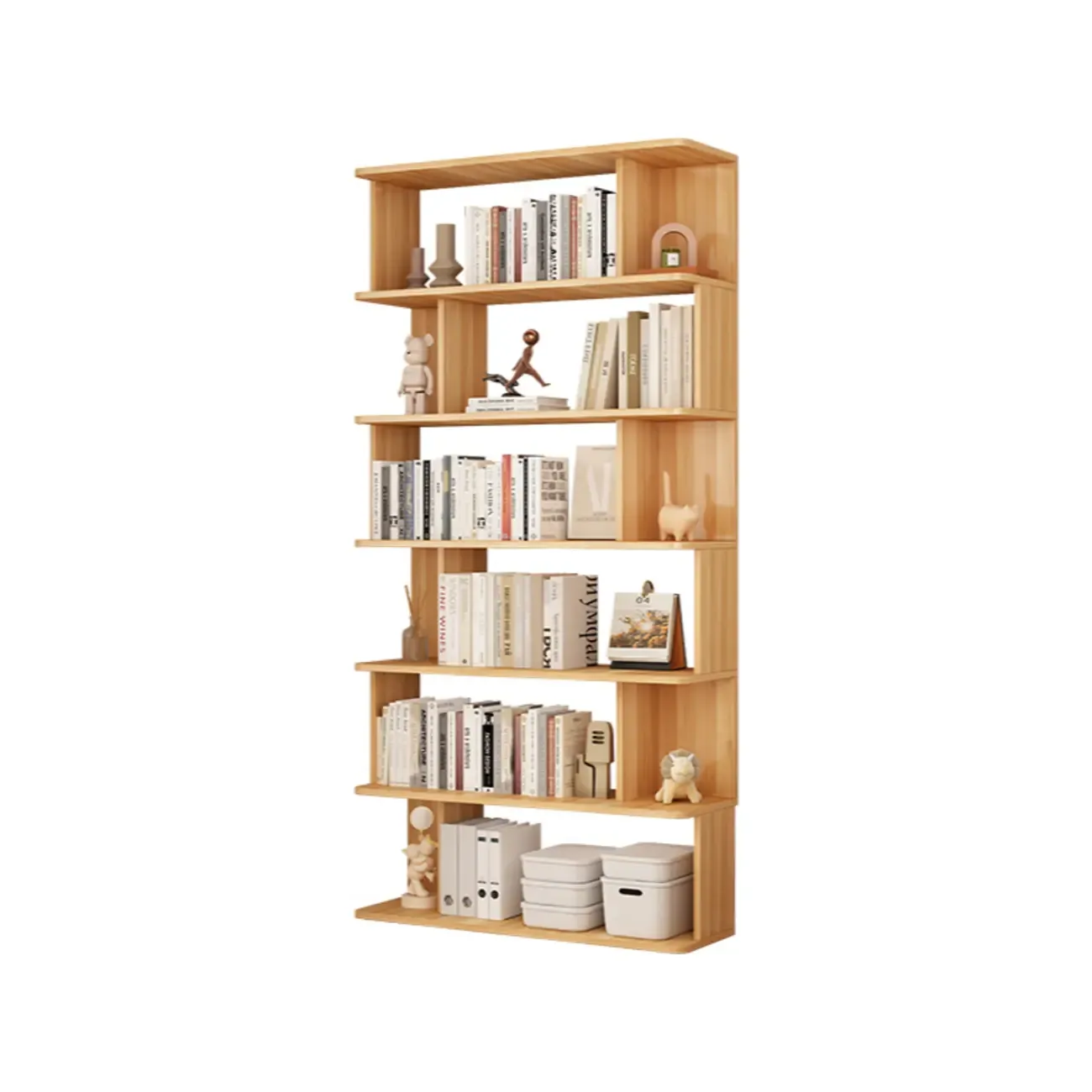 Modern White Open Back Wood 5 Shelf Bookshelf