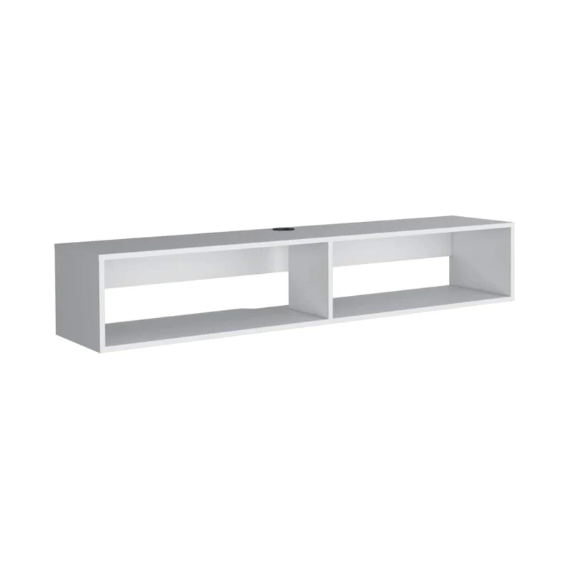 Modern TV Console Wall Mounted 59 Floating Media Stand with Shelves and Cable Management - 10.4H x 59.1W x 12.6D
