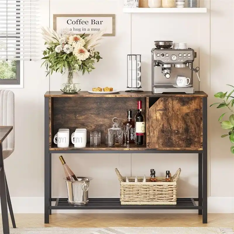 Rustic Brown / Grey 2-Door Buffet Sideboard Cabinet – Seats 1, 41.7