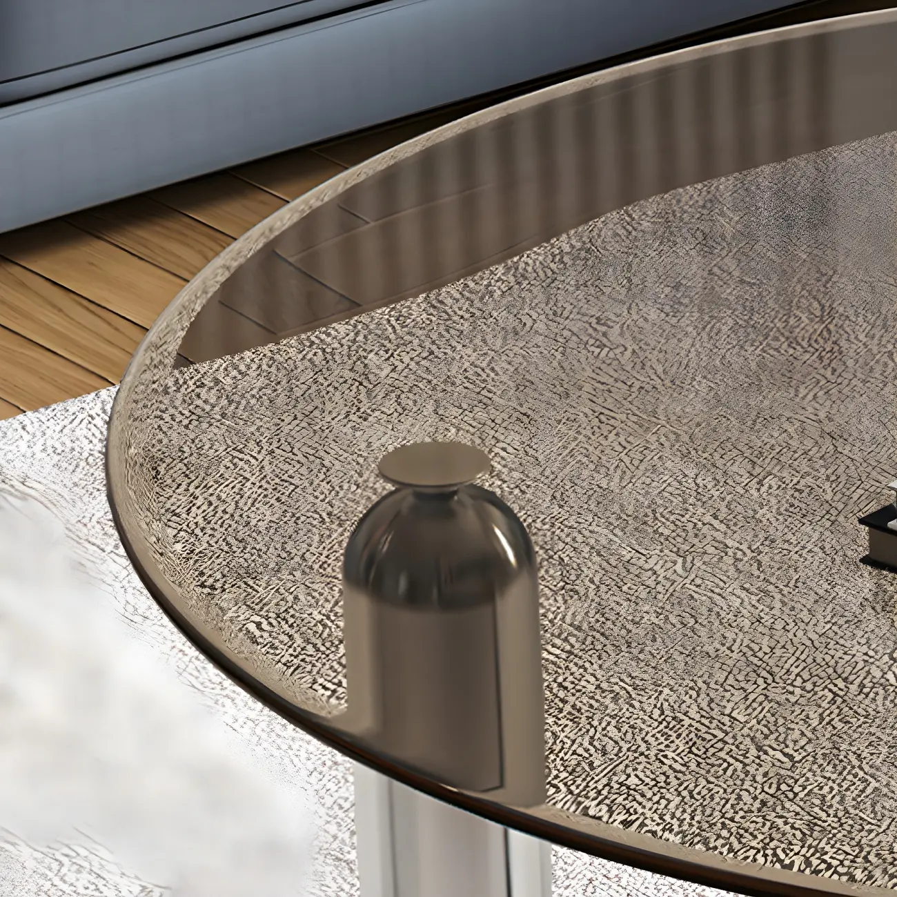 Round Glass Top Coffee Table with Stainless Steel Base
