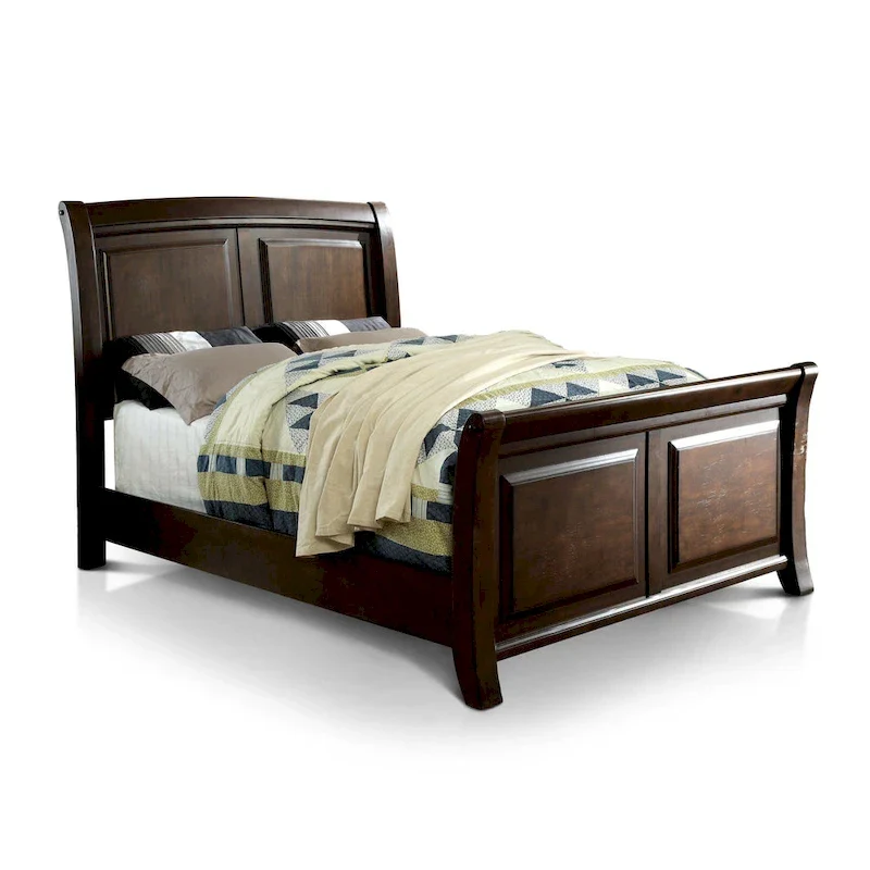 Modern Brown Solid Wood Sleigh Bed