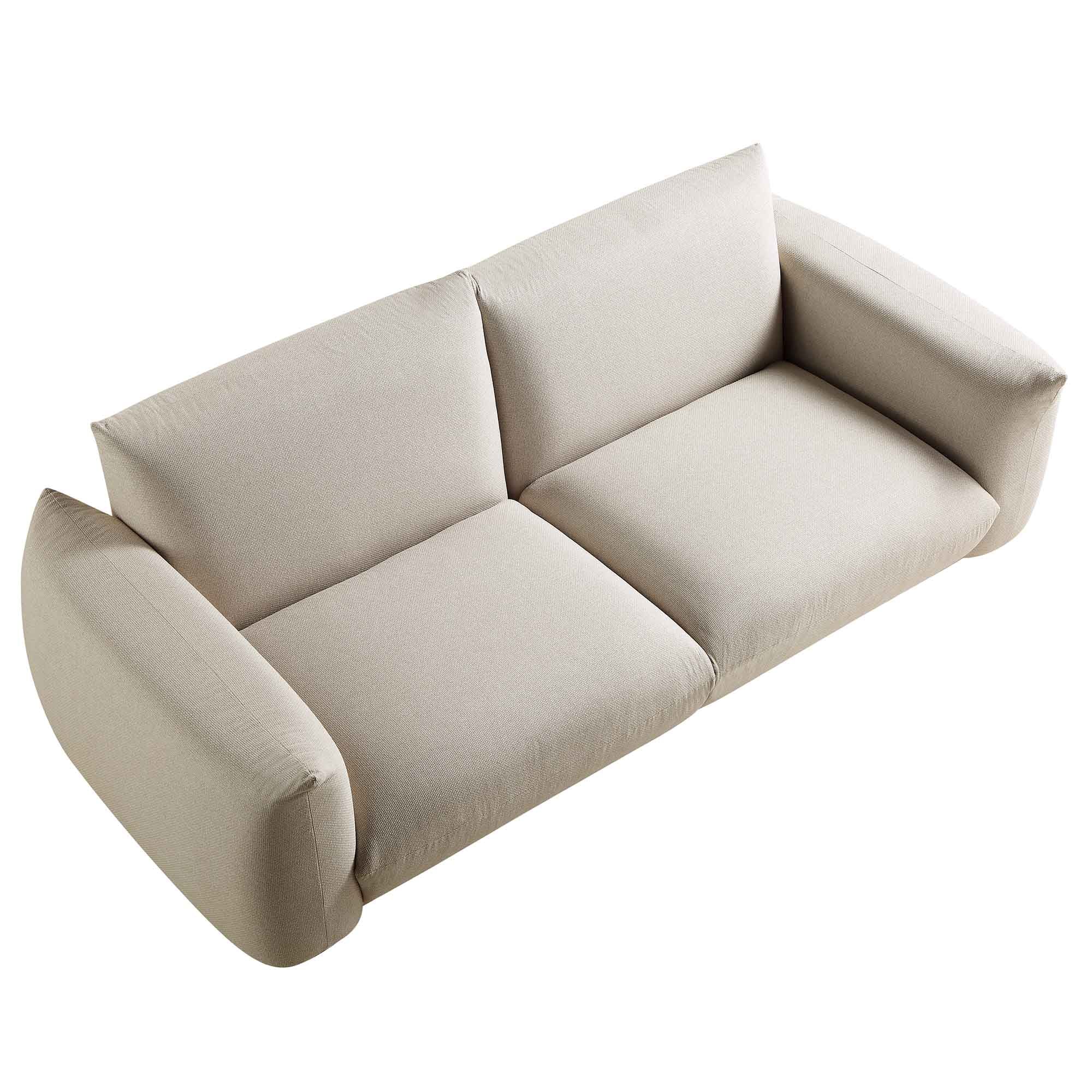 Three Seater Sofa, Beige Woven Fabric