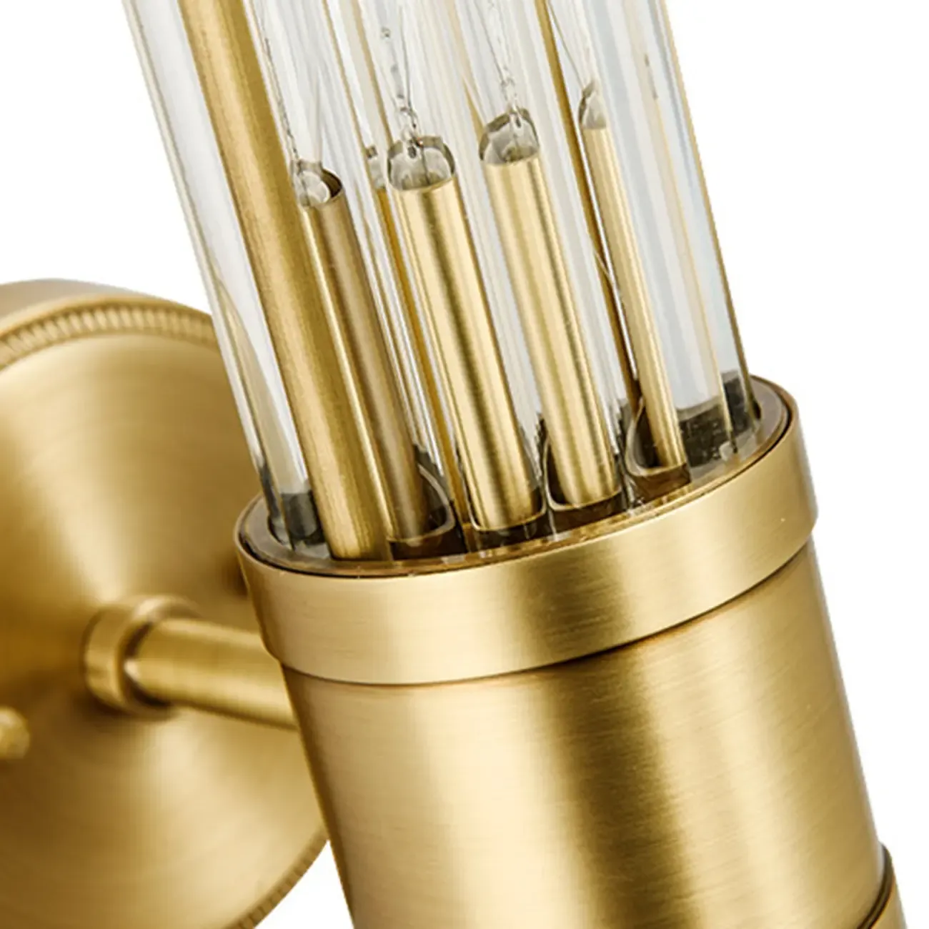 Vertical Brass Glass Cylinder Wall Sconce