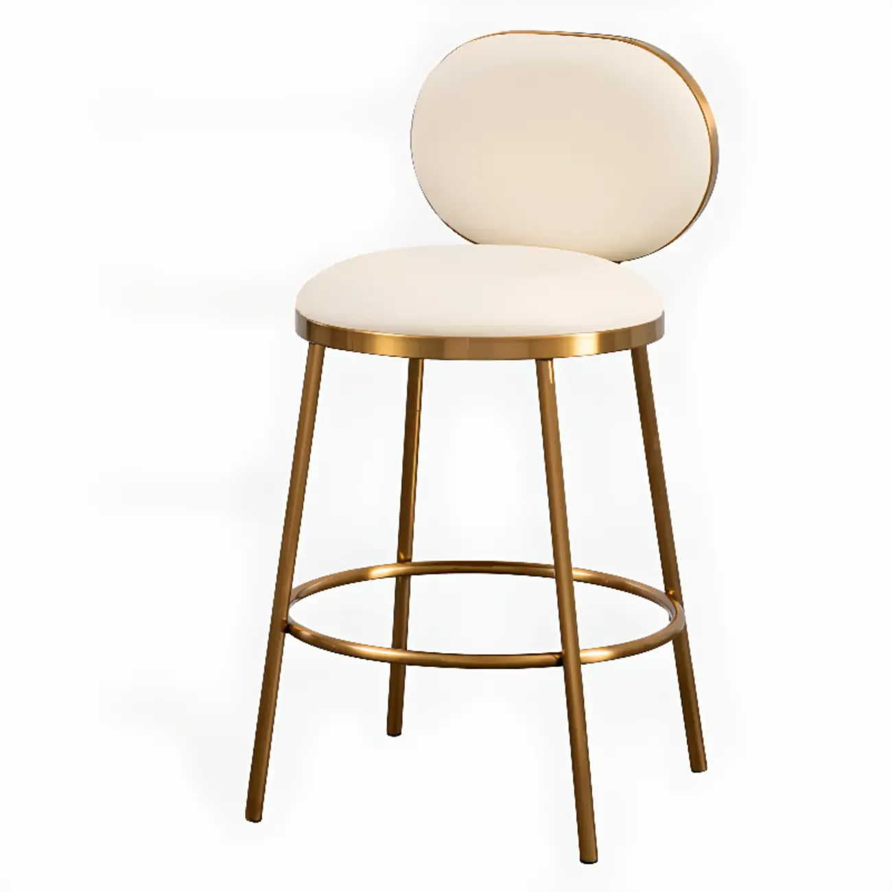 Modern 4-Leg Metal Faux Leather Upholstered Bar Stools
