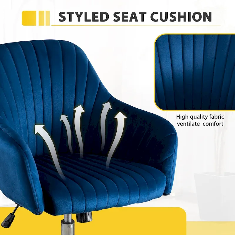 Accent chair Modern home office leisure chair with adjustable velvet height and adjustable casters