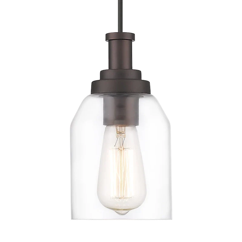 Pendant Light, Modern Hanging Pendant Lighting with Clear Glass Shade, Oil Rubbed Bronze Finish