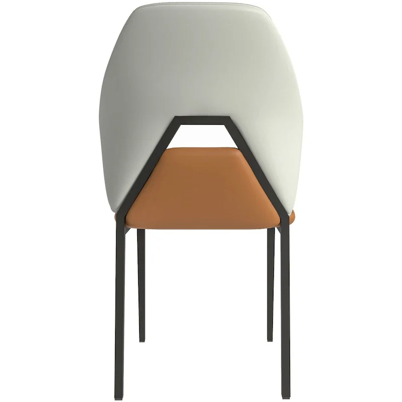 PU Leather Dining Chair – Brown/Grey/Blue Grey/Green Blue/White, Iron Legs, Single