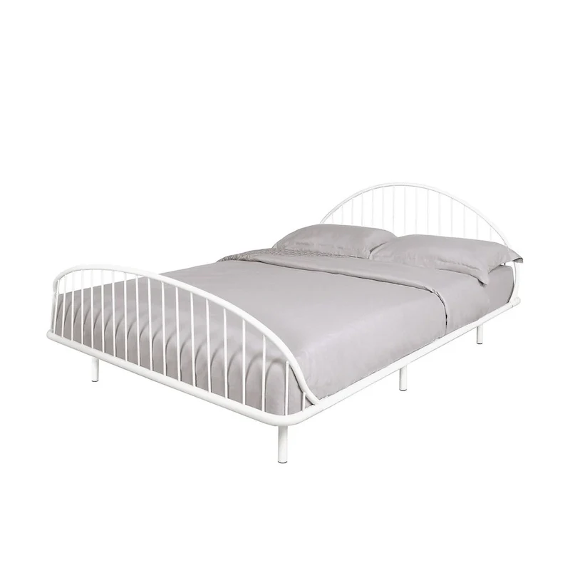 Furniture of America Duke Curved Metal Powder Coated Bed Frame, No Box Spring Needed