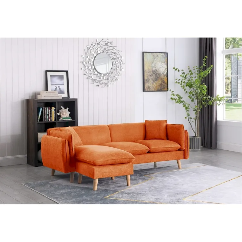 Fabric Sectional Sofa Chaise with Tapered Legs