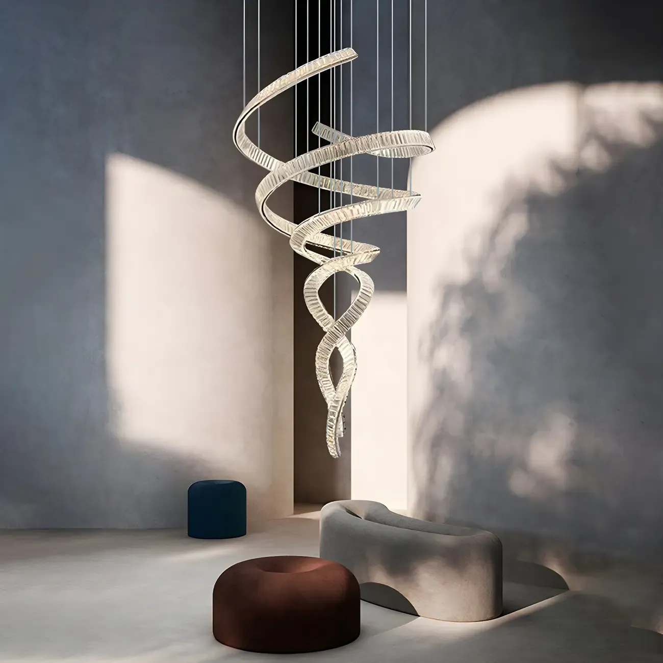 Modern Artistic Spiral Crystal Linear LED Chandelier Dimmable