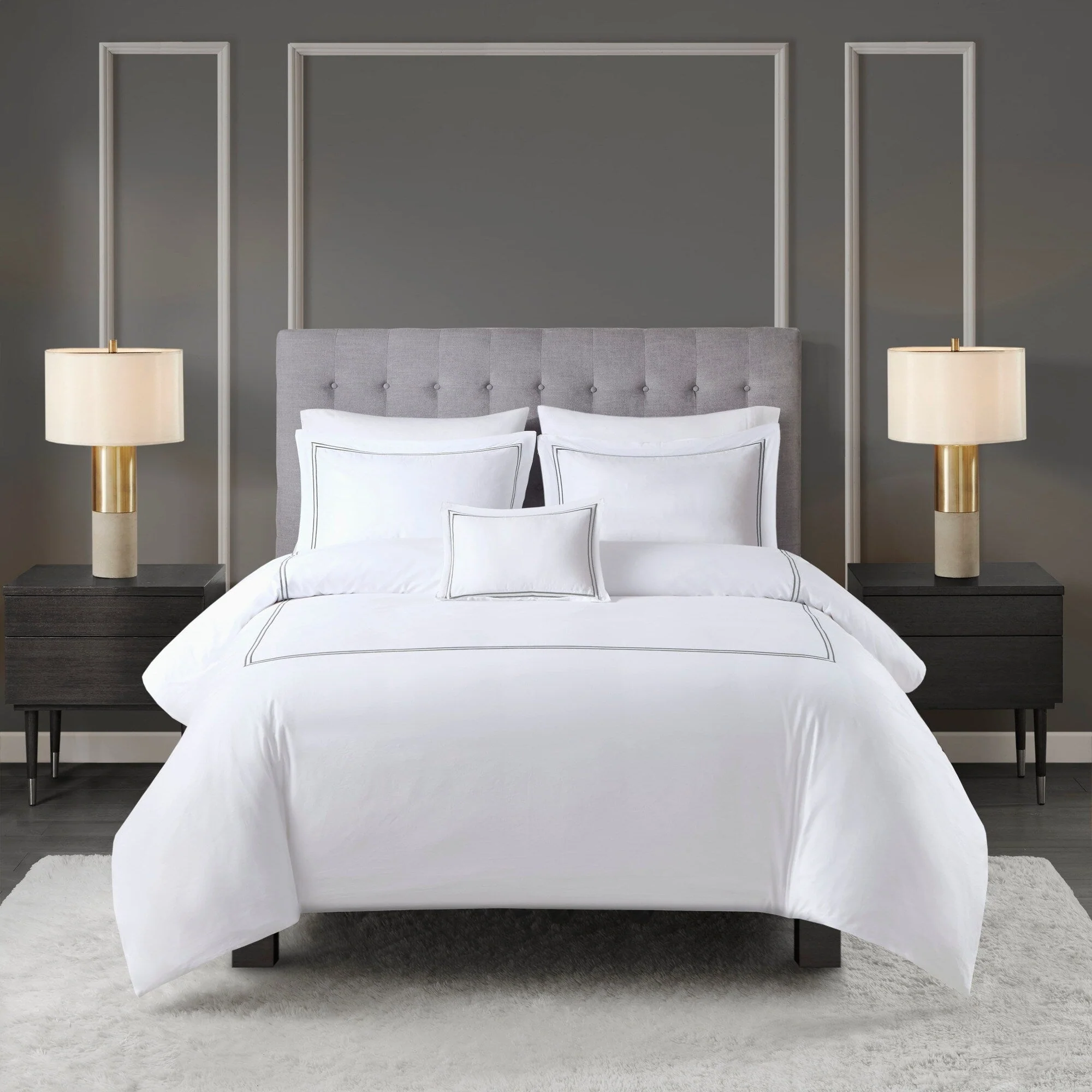 Madison Park Signature 500 Thread Count Luxury Collection 100% Cotton Sateen Embroidered Duvet Cover Set