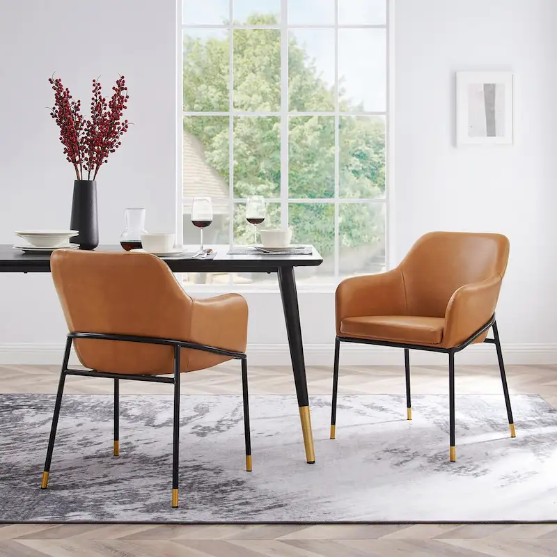 Vegan Leather Dining Armchair Set of 2