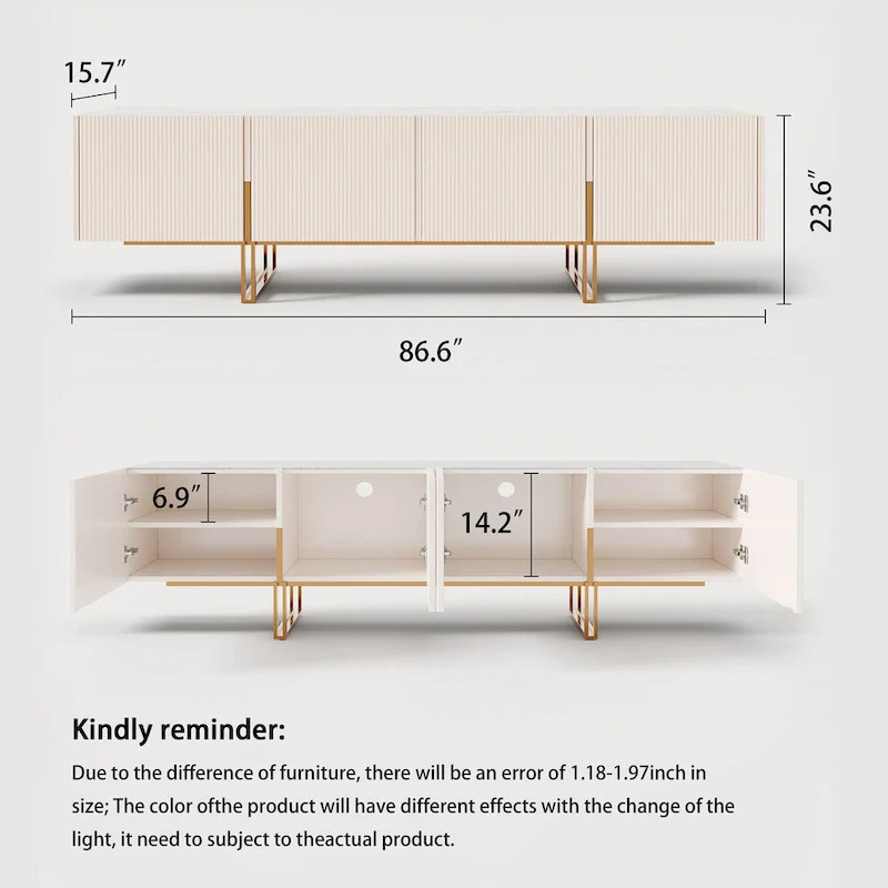 78.7  TV Stand, Entertainment Center with Faux Marble Top