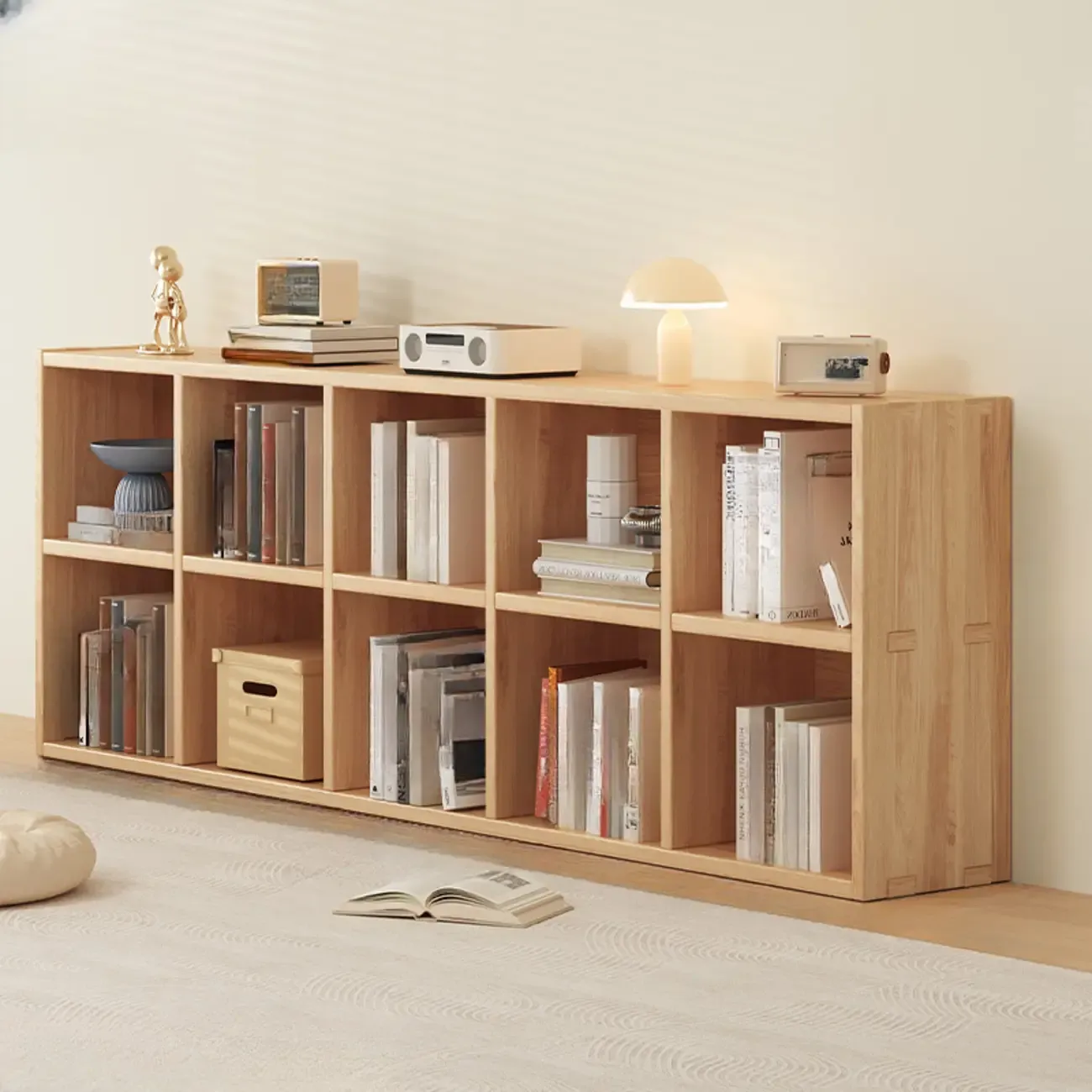 Modern Modular Rectangular Lateral Pine Wood Bookcase