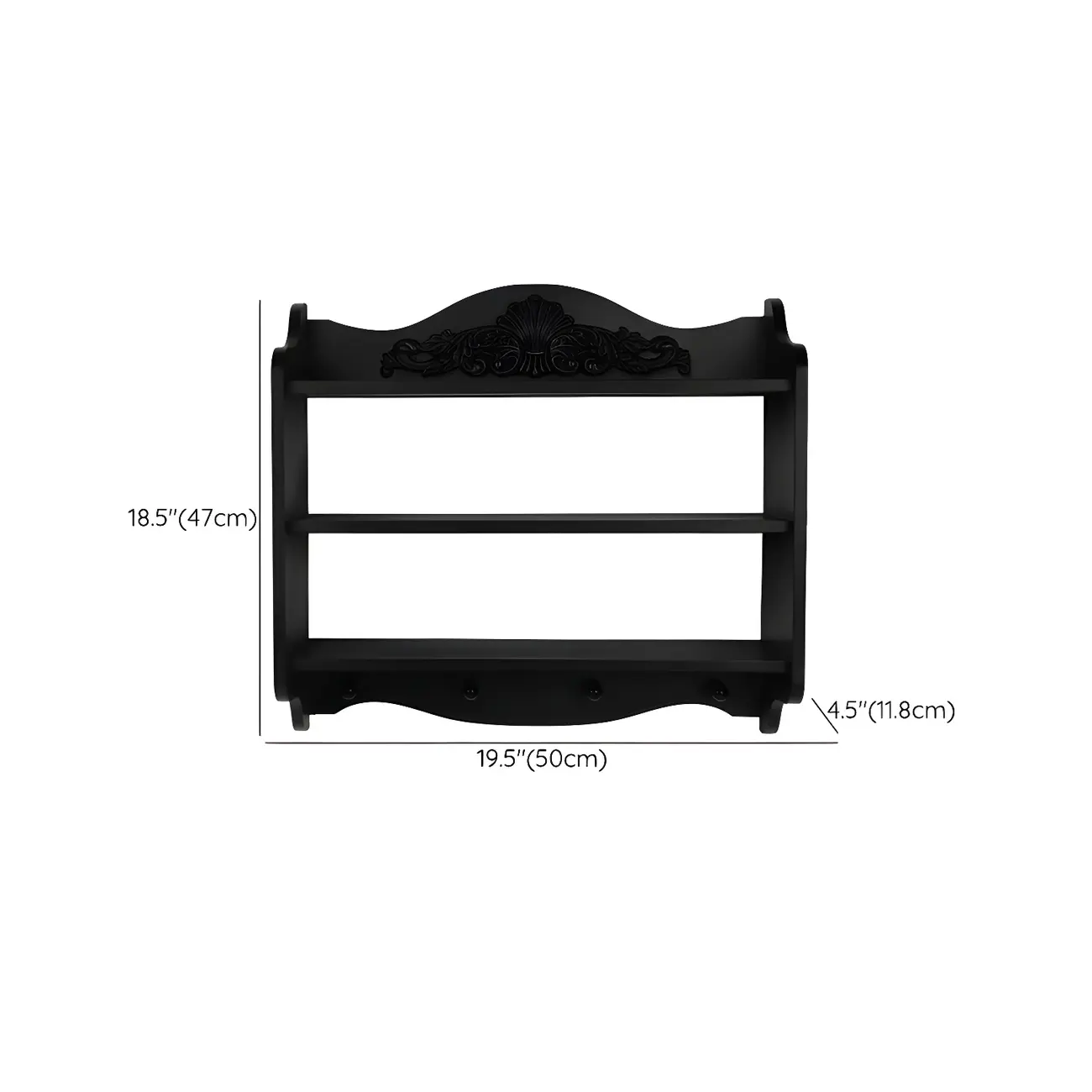Small Black Wooden Wall-Mounted Display Cabinet