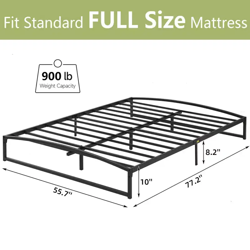 Low Bed Frame, 6 Inch California King Size Metal Platform Bed Frame with Arch Design, Heavy Duty Bed Frame, No Box Spring Needed, Black