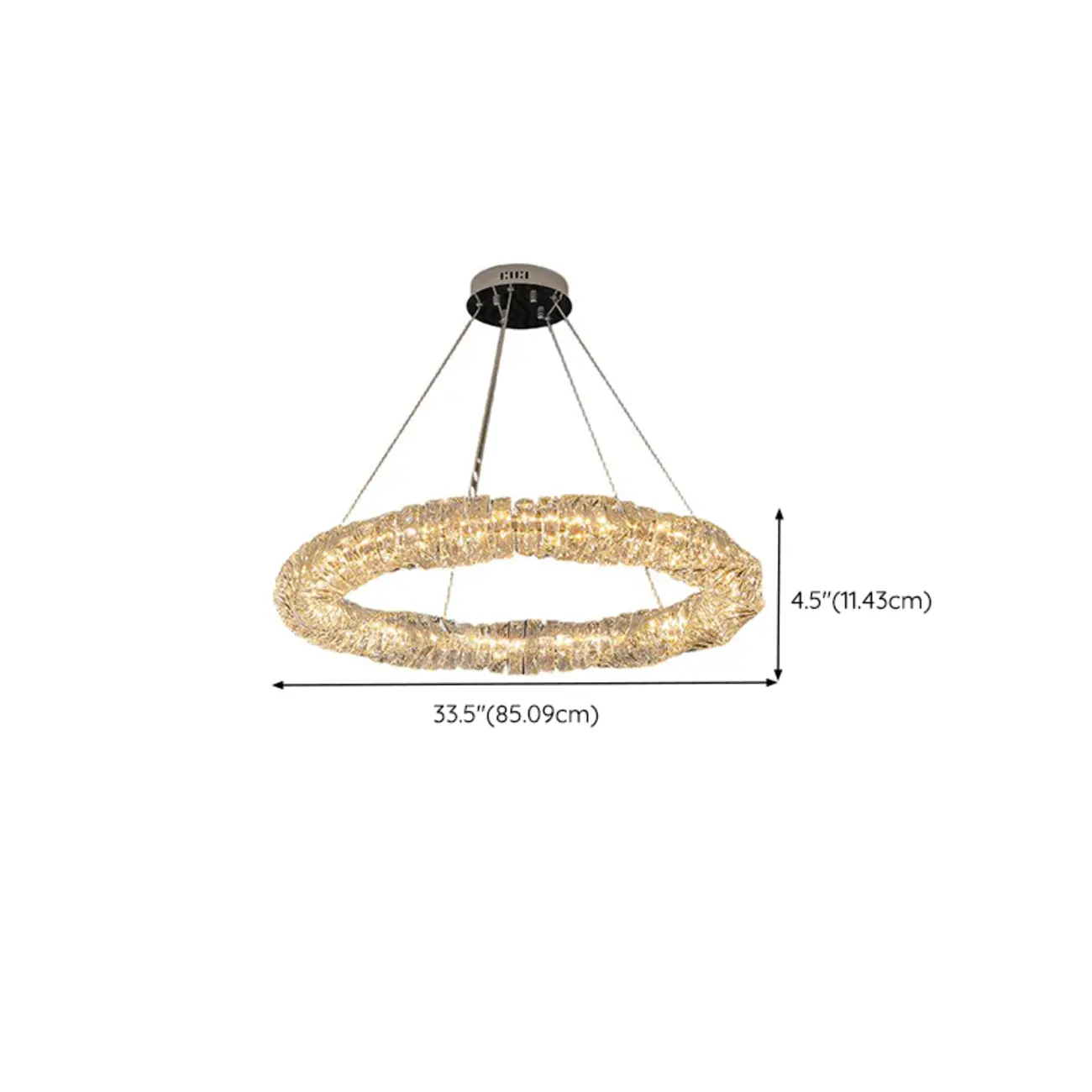 Gold Crystal Ring Glass Modern Linear Chandelier Light