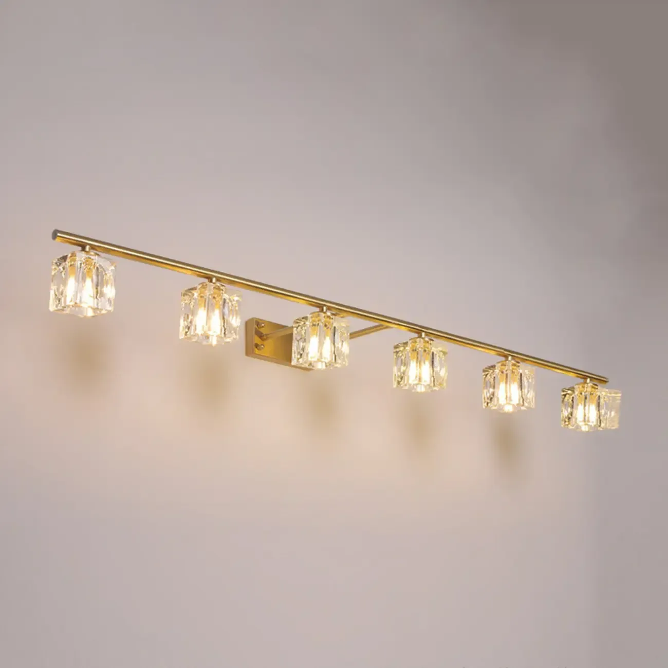 Modern Gold Bathroom Vanity Lights with Clear Crystal Shade
