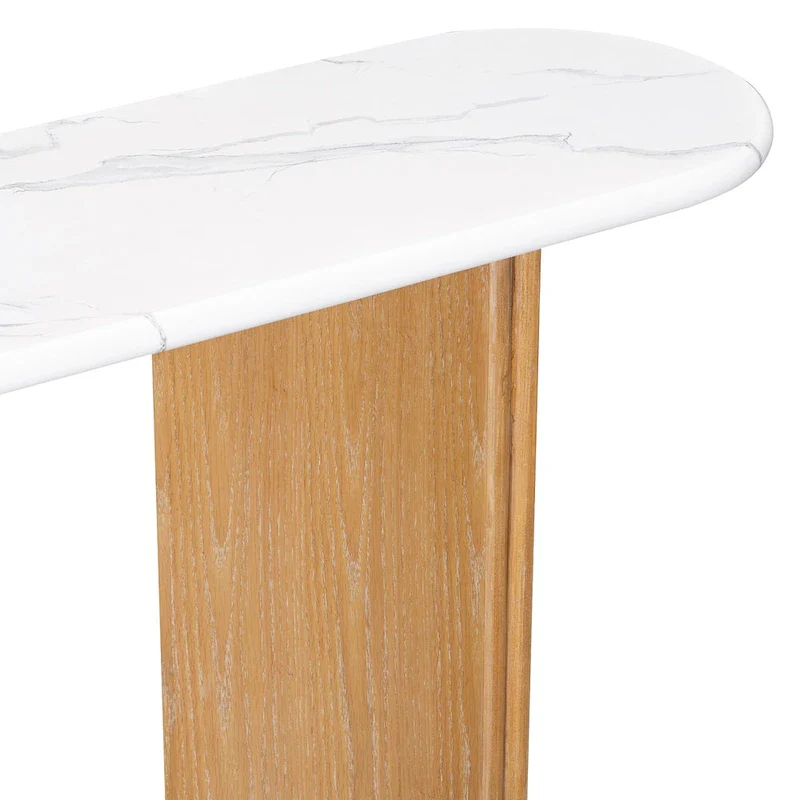 53.9  Console Table with Faux Marble Top & Wood Base