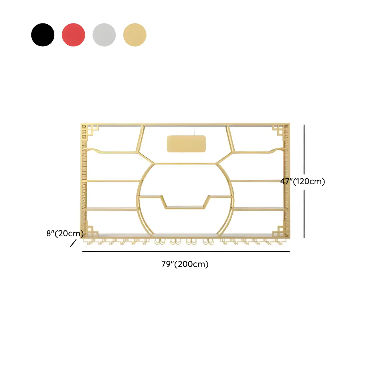 Multi-Shelf Gold Metal Wall-Mounted Wine & Glass Rack