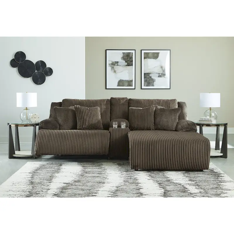 Signature Design by Ashley Top Tier 3-Piece Reclining Sectional with Chaise - 105 W x 74 D x 41 H