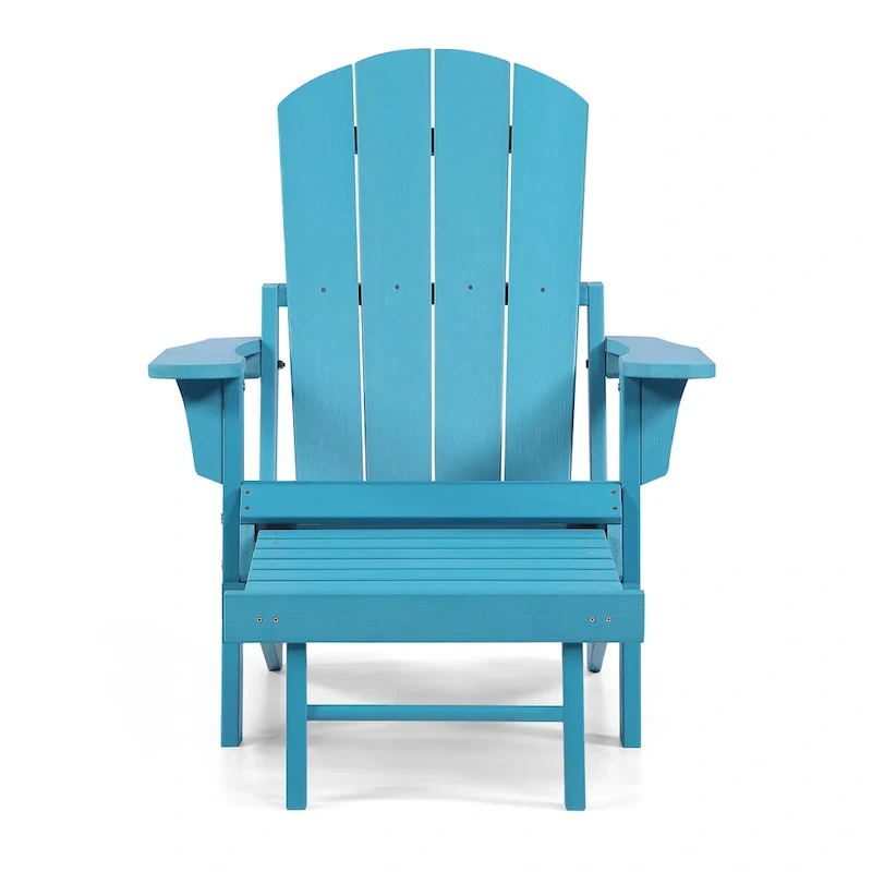 Seaton Folding Poly Adirondack Chair with Pull-out Ottoman, Set of 2