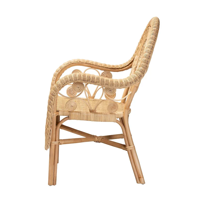 Modern Bohemian Natural Rattan Arm Chair