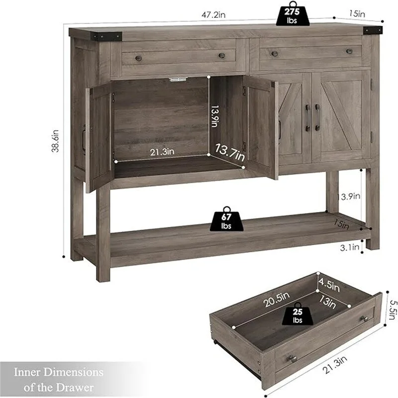 Buffet Cabinet - 14.96 D x 47.24 W x 38.58 H