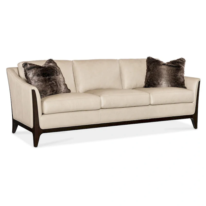 Cream Leather Sofa – Classic Living Room Couch