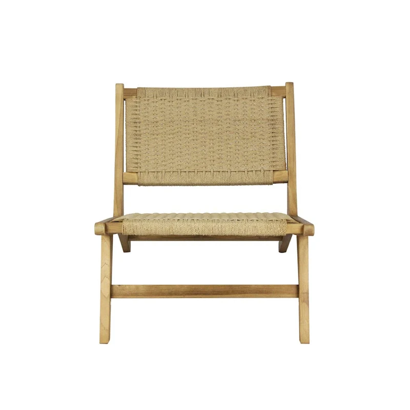 Woven Seagrass Armless Chair - Teak Wood Frame (Natural)