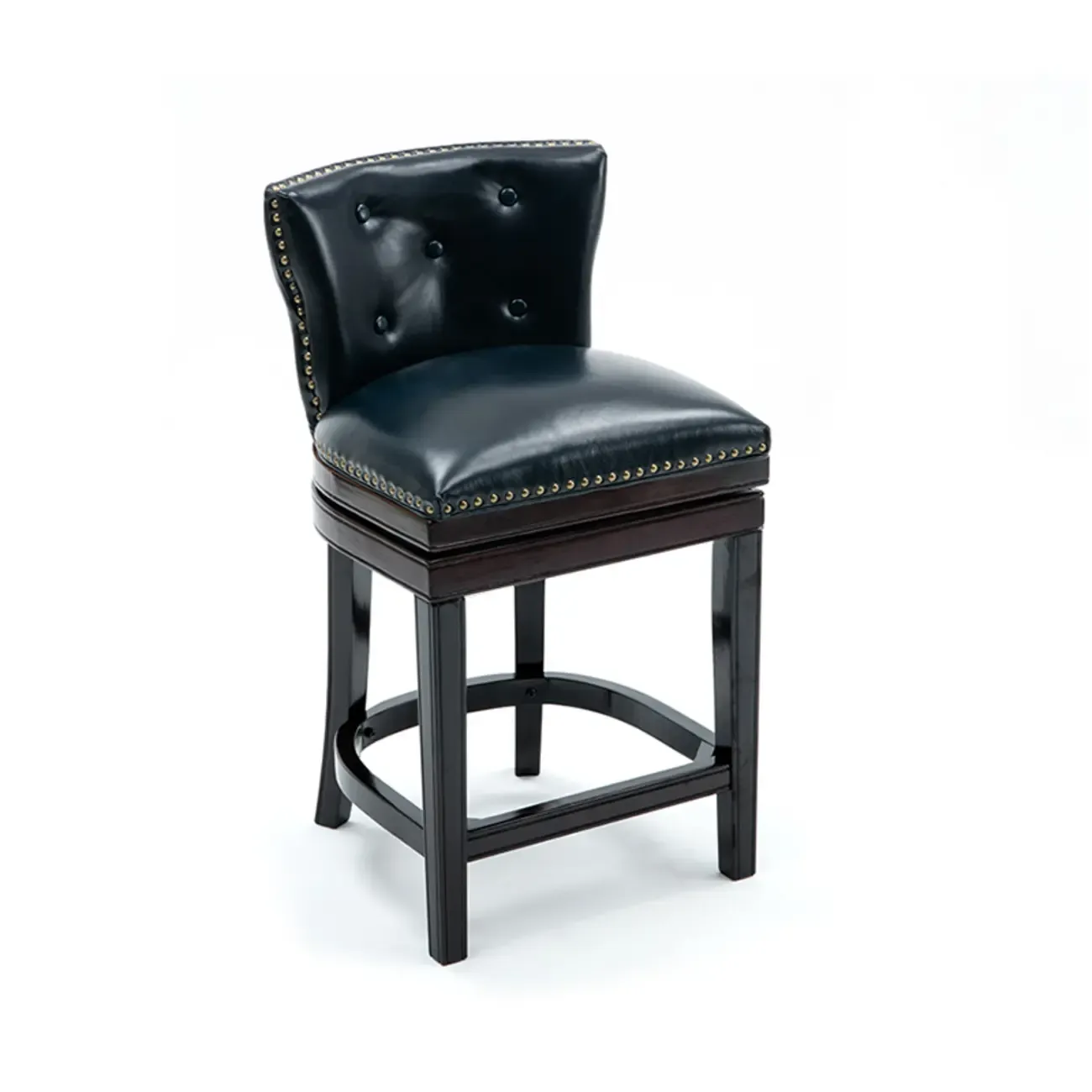 Solid Wood Genuine Leather Swivel Bar Stool