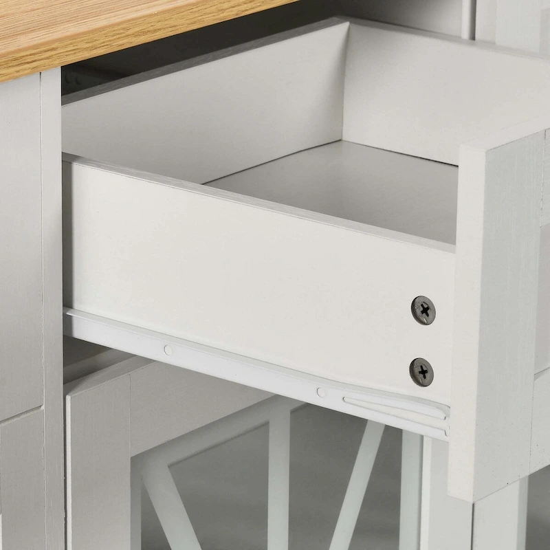 Moasis 47 Kitchen Island With Drop Leaf & 2 Bar Stools