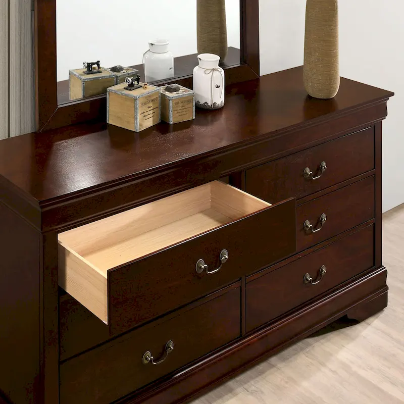 Lavina Transitional 58-inch Wide 6-Drawer Wood Dresser with Bracket Feet by Furniture of America