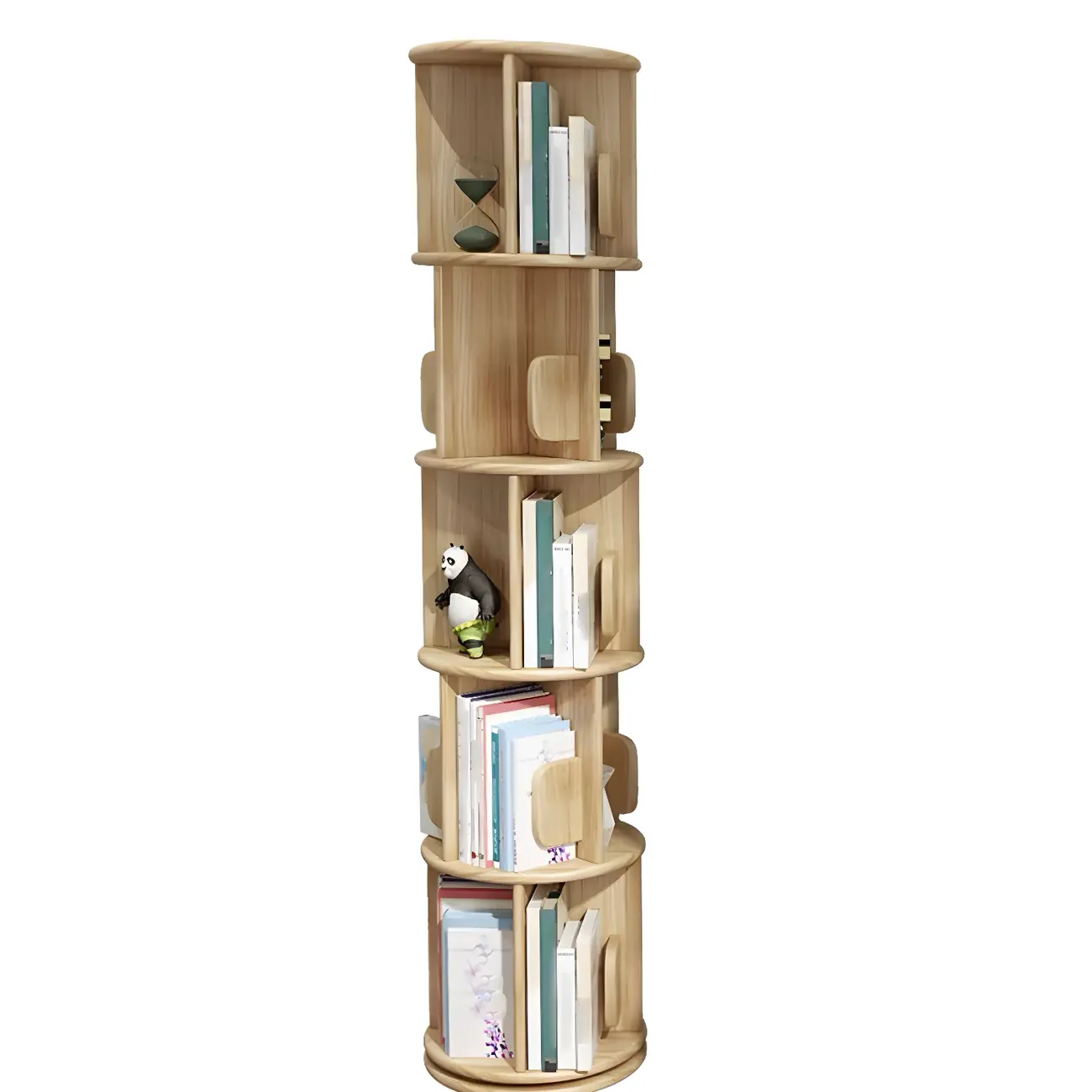 Rotatable Modern Solid Wood Geometric Display Bookcase