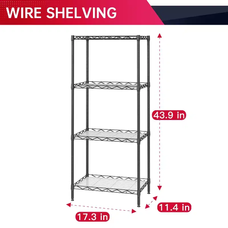 FDW 4 Tier Shelving Storage Shelves Garage Shelving Adjustable Shelf 600 lbs Total Bearing Capacity Multi-Functional Durable