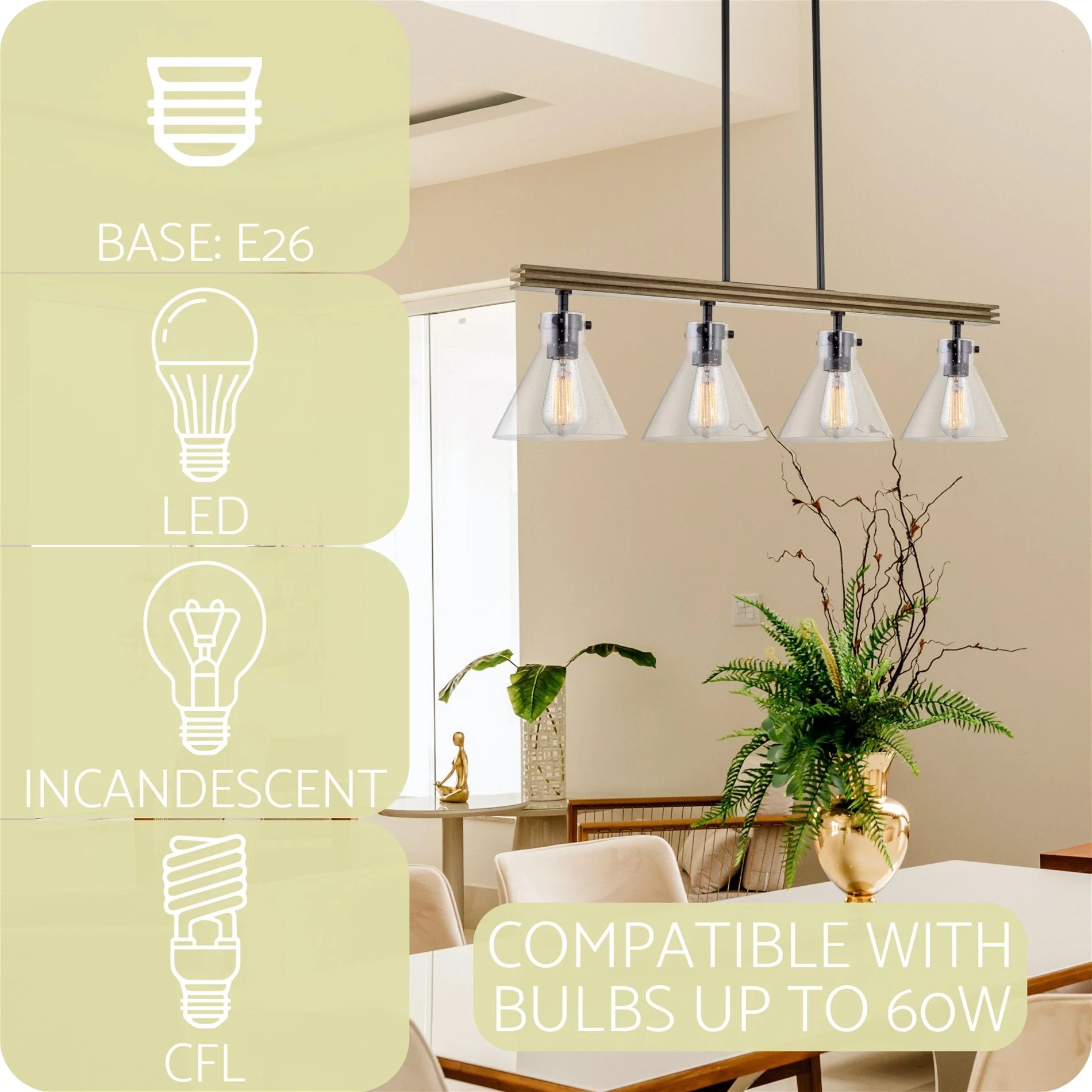 Anza 33 4-Light Farmhouse Kitchen Island Light