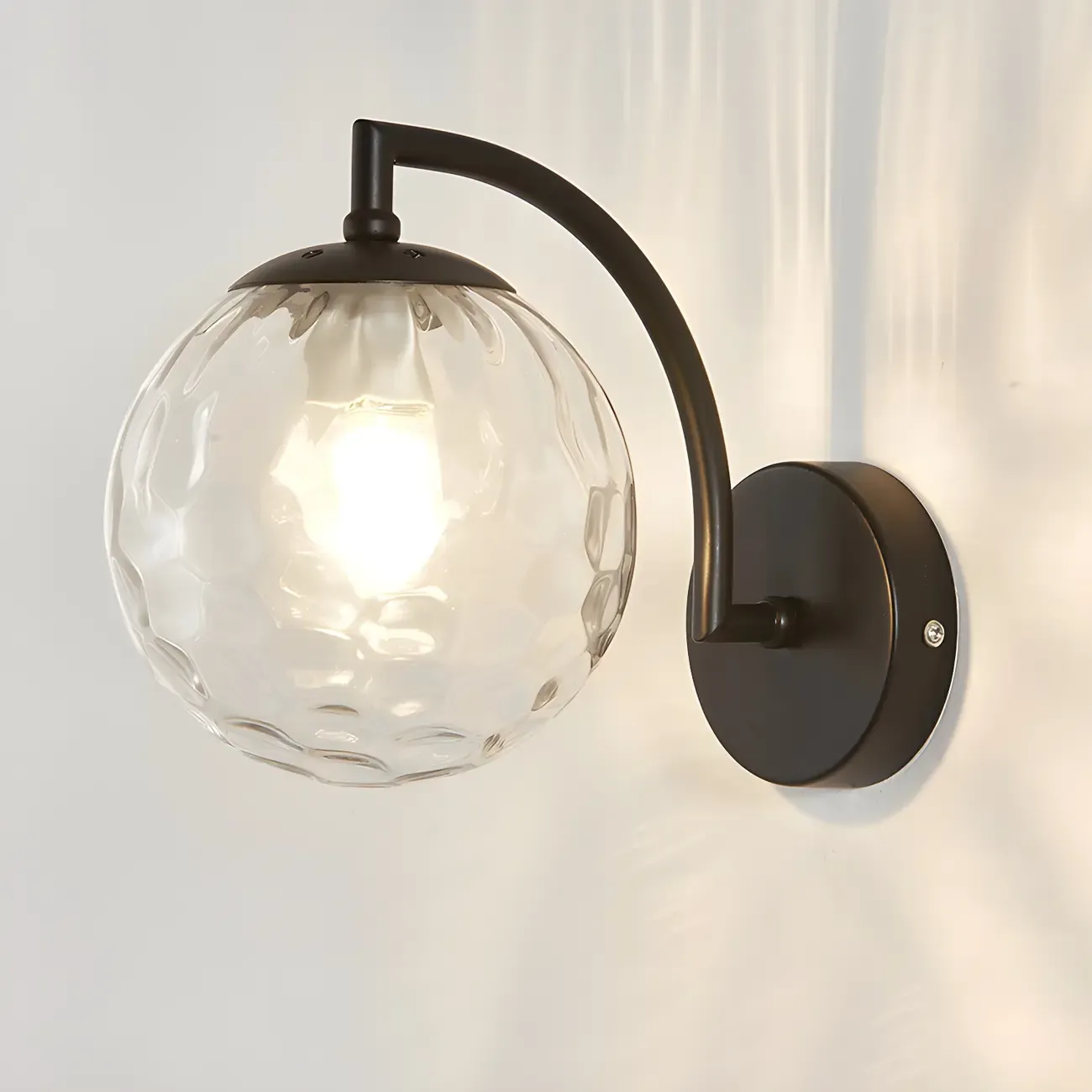 Mini Modern Globe Glass Metal Arc Vanity Wall Light