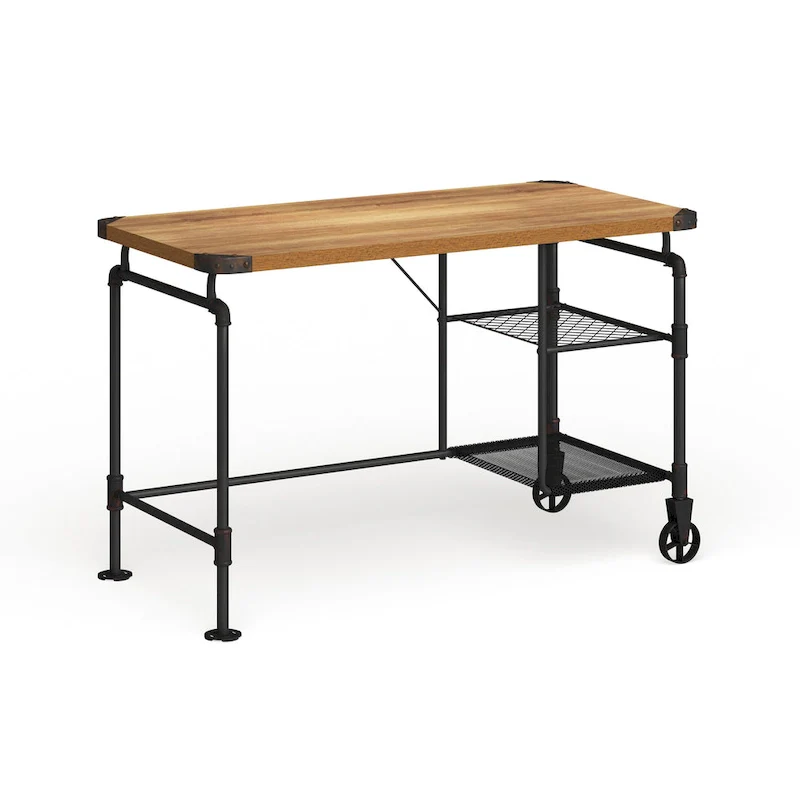 Industrial Black 47-inch Metal Computer Desk