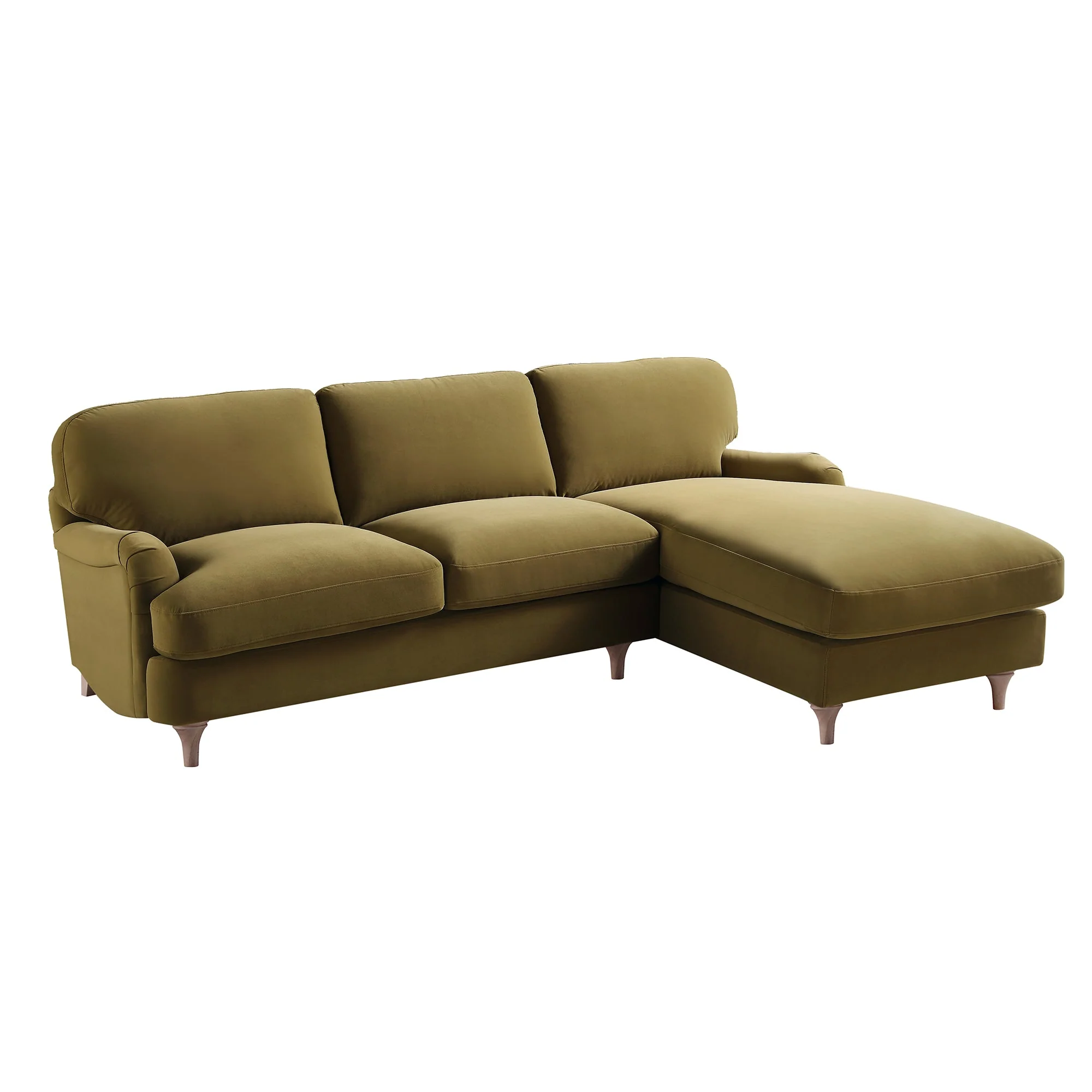 Fudge Velvet Sofa, Grande Chaise Sofa Right Hand Facing