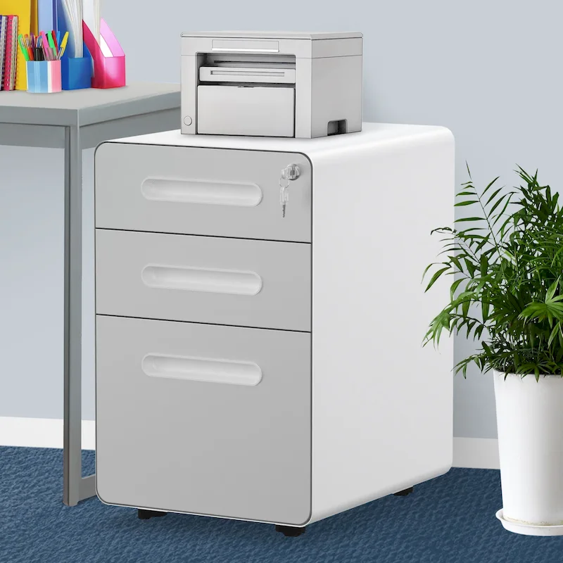Modern 3-Drawer Mobile Vertical Steel File Cabinet