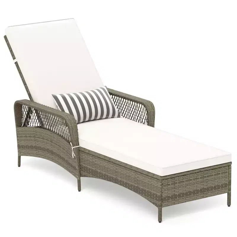 Gymax 1PC/2PC Outdoor PE Wicker Reclining Chaise Lounge 6-Position Adjustable Patio Sun Lounger with Armrests Outdoor Sunbathing Lounger