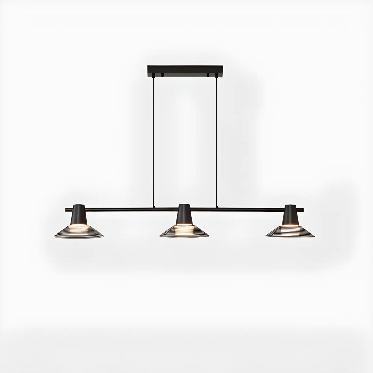 Modern Black Cone Glass 3-Light Island Light