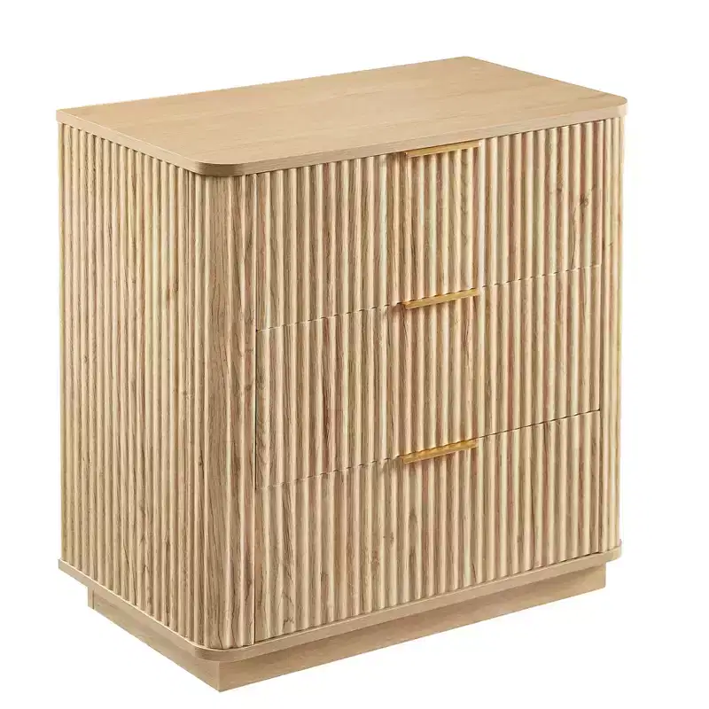 Homy Casa 3-Drawer Storage Cabinet with Textured Fronts for Bedroom, Living Room, or Entryway, Natural