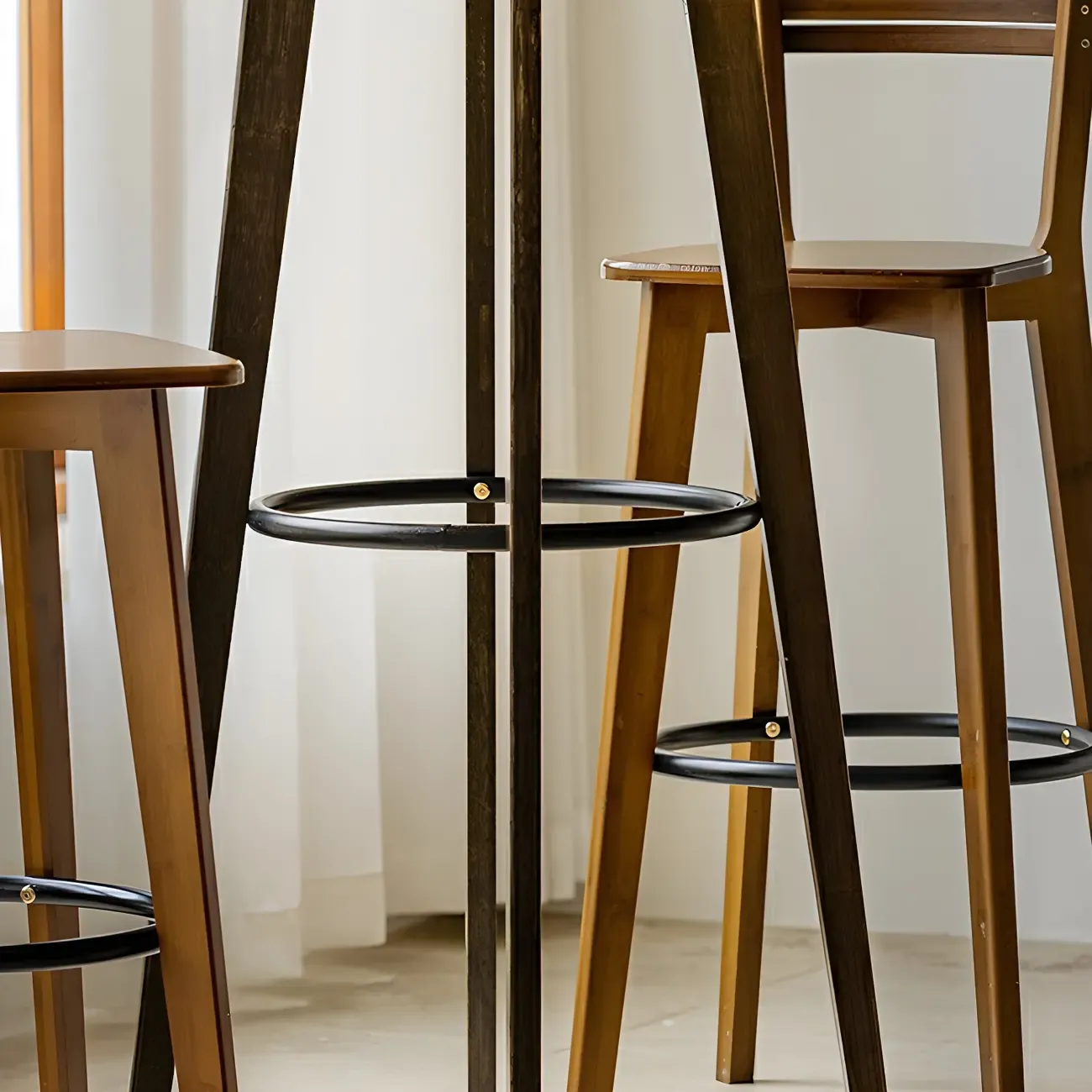 Counter Height Modern Bamboo Wood Round Bar Table