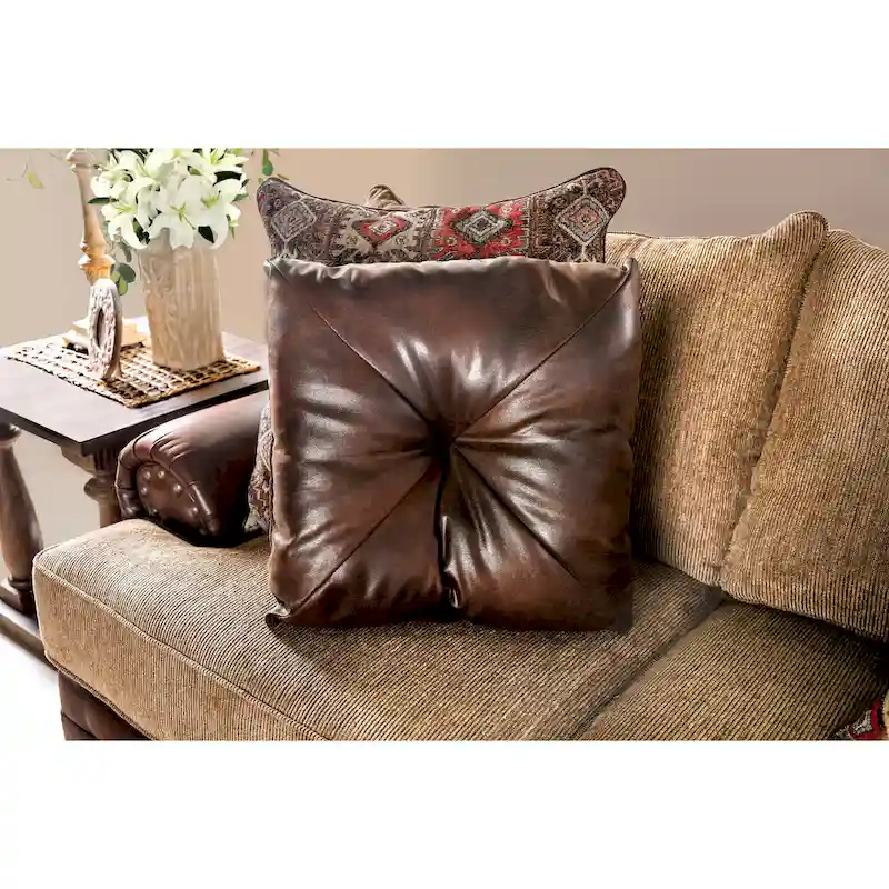 Brown faux leather loveseat